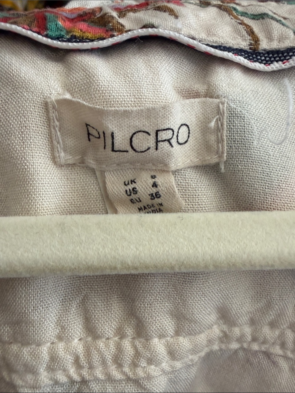 Pilcro Cream Midi Dress with Red Floral Print - Picture 3 of 10
